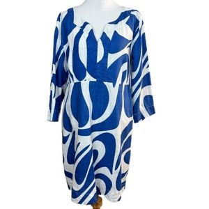 Boden 100% Linen Tunic Sundress - Blue/White - Size 18L